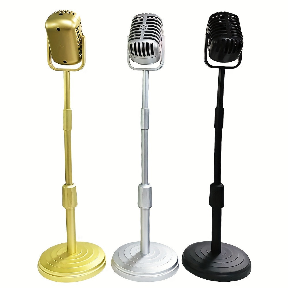 1pc, Simulation Retro Microphone Prop, Height Adjustable Classic Vintage Microphone Prop For Home Bar Office Ornaments Decoration, Holiday Party Gifts