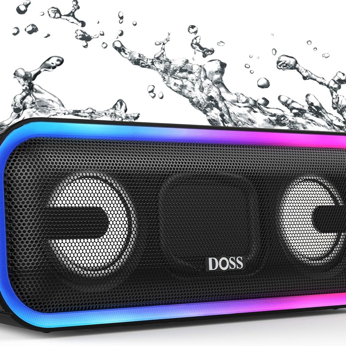 Bluetooth Speaker,  Soundbox Pro+ Wireless Pairing Speaker with 24W Stereo Sound, Punchy Bass, IPX6 Waterproof, 15Hrs Playtime, Multi-Colors Lights, for Home,Outdoor-Black