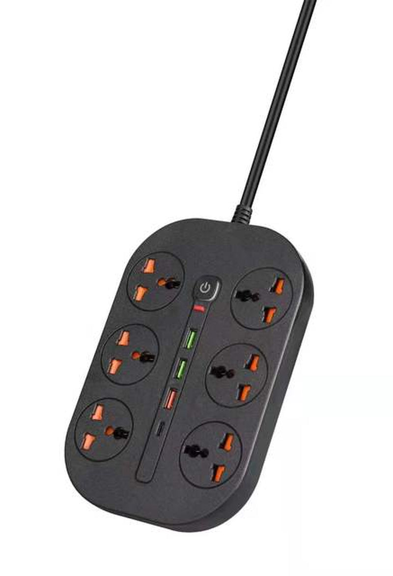 PC Power Strip Multi Plug with 5 AC Outlets QC3.0 18W 3 USB Fast Charging Ports Socket Adapter US UK EU AU Timer Power Socket
