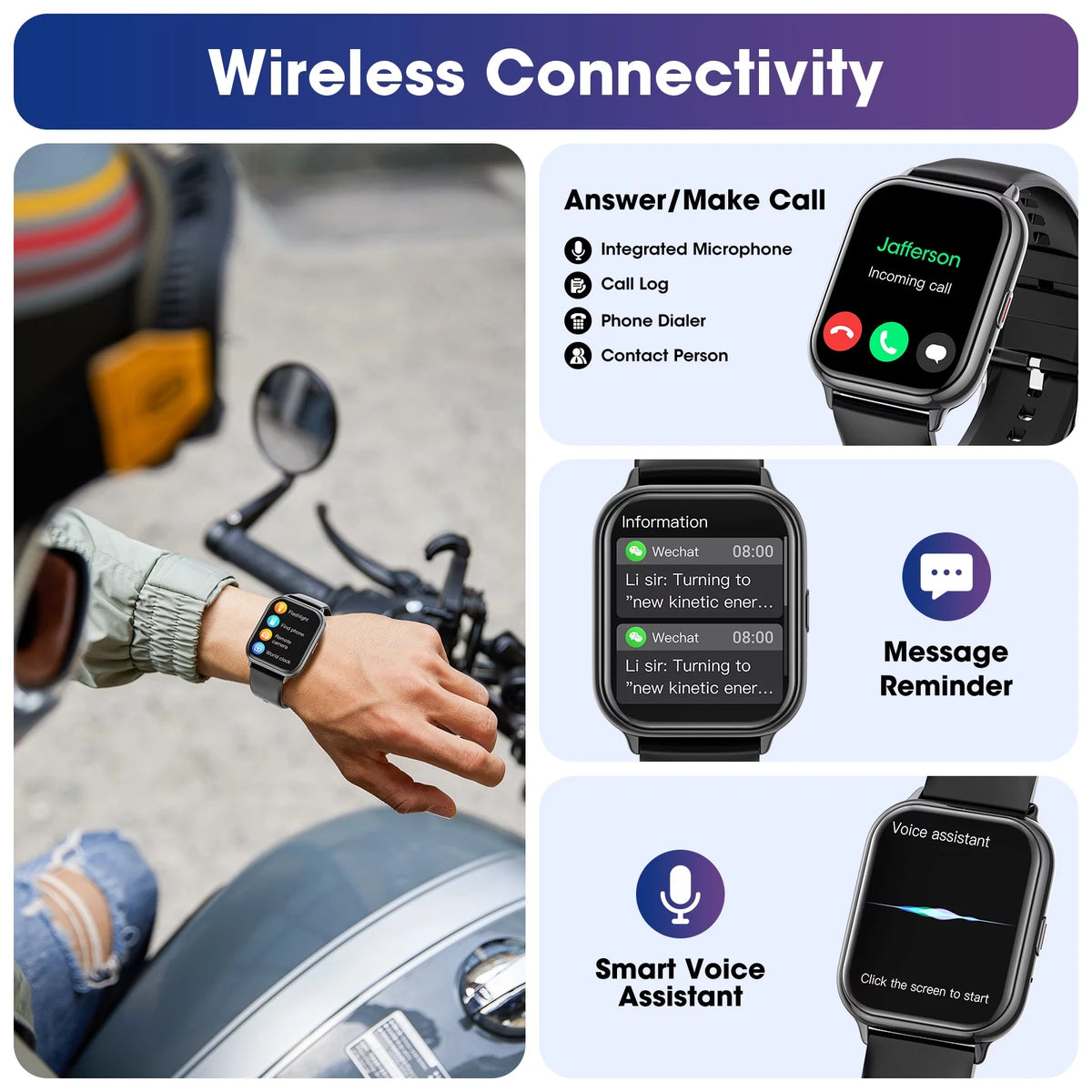 Smart Watch, 1.83 Inch Full Touch Answer/Make Calls Android Smart Watch for Women Men Activity Fitness Tracker Compatible with Android Ios (Black)