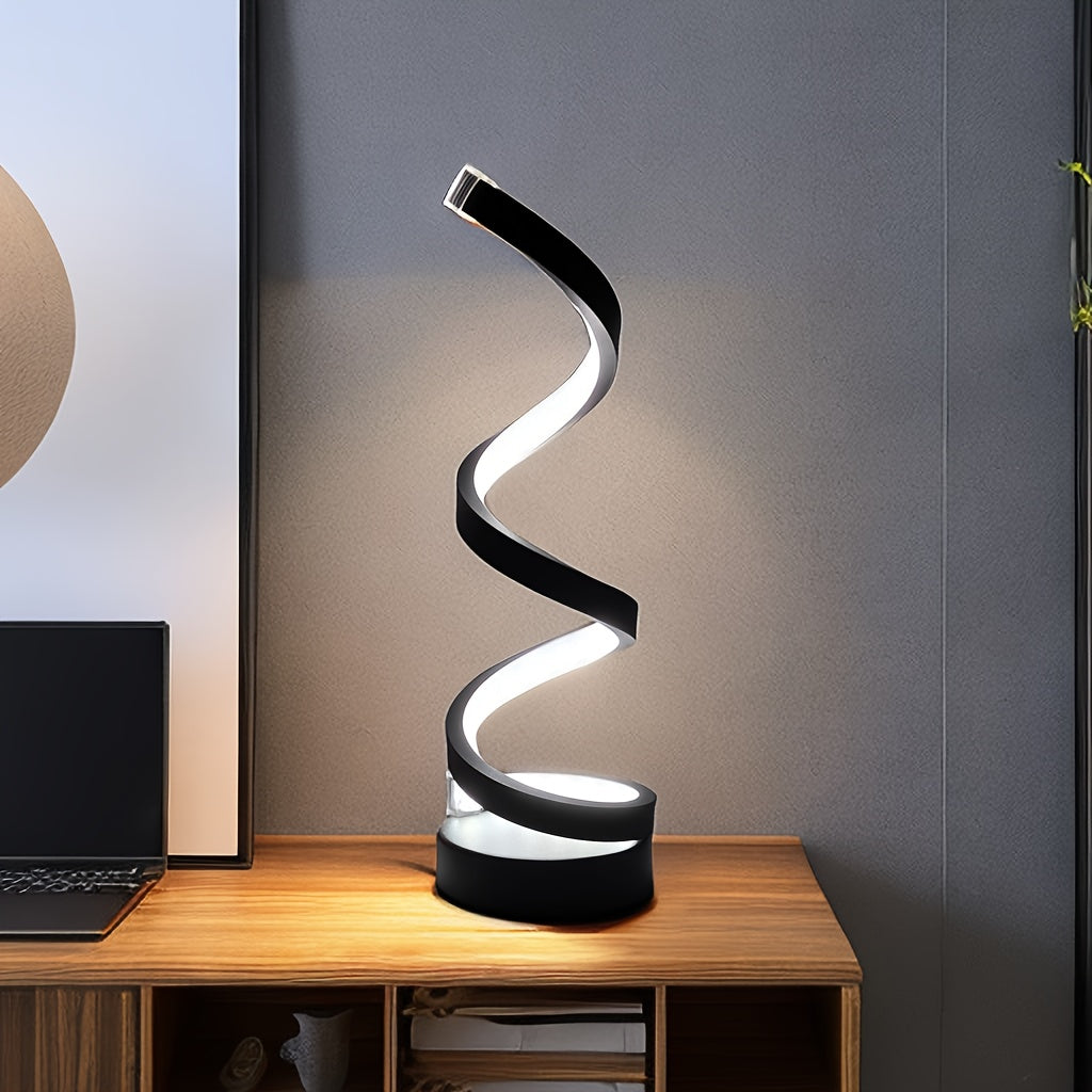 Modern LED Desk Lamp with USB - Adjustable Brightness, Warm White Light, Spiral Design for Eye Comfort, Perfect for Bedroom, Living Room, Office - 5W Tri-Color Dimmable Table Lamp