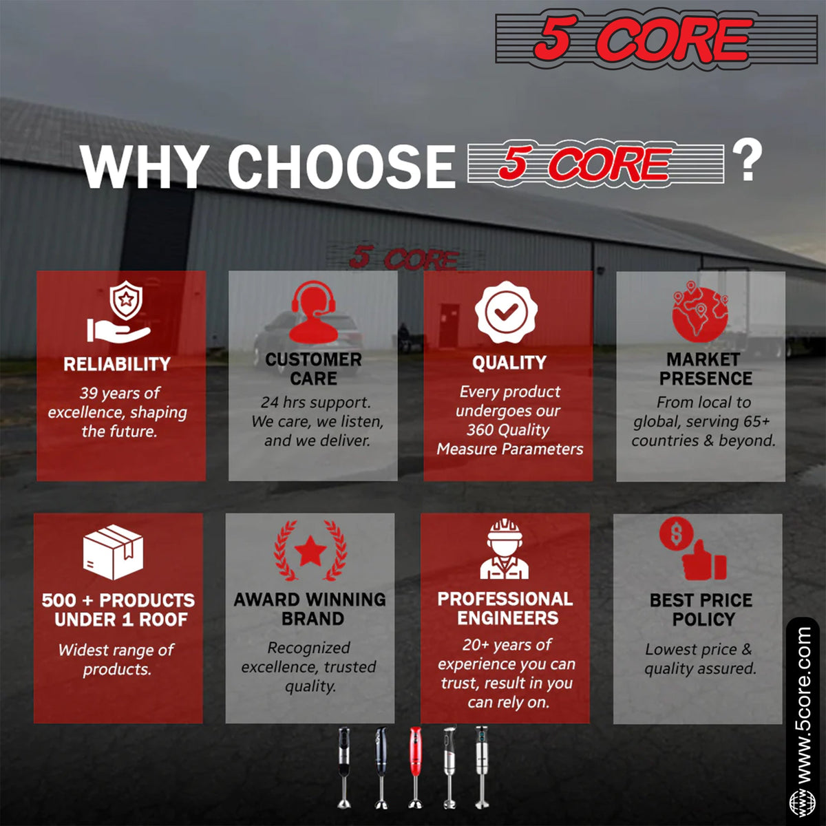 500W Electric 5Core Immersion Hand Blender - Stereotech