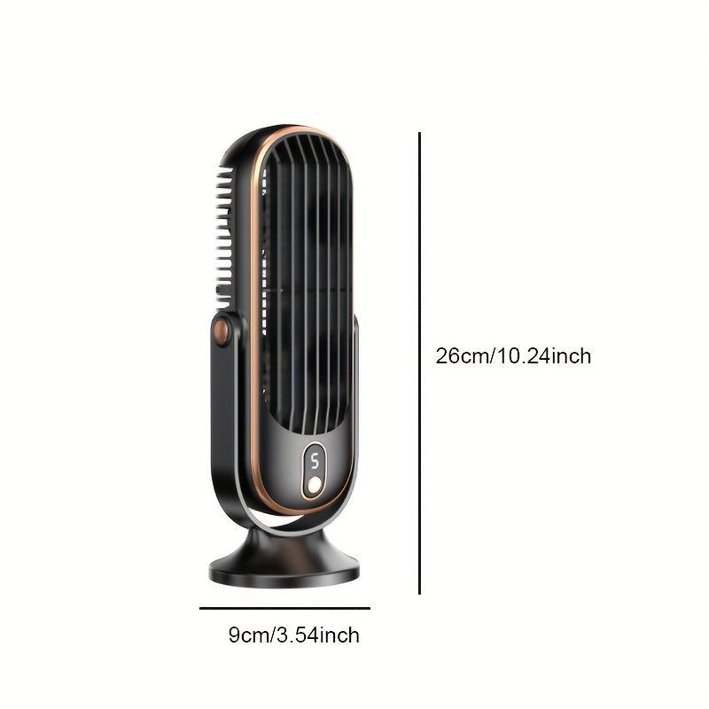 1pc USB Rechargeable Desktop Tower Fan with 5-Speed Adjustable Control, 1200mAh Lithium Battery, 720° Oscillating, Strong Wind Cooling Fan for Home, Office, and Travel