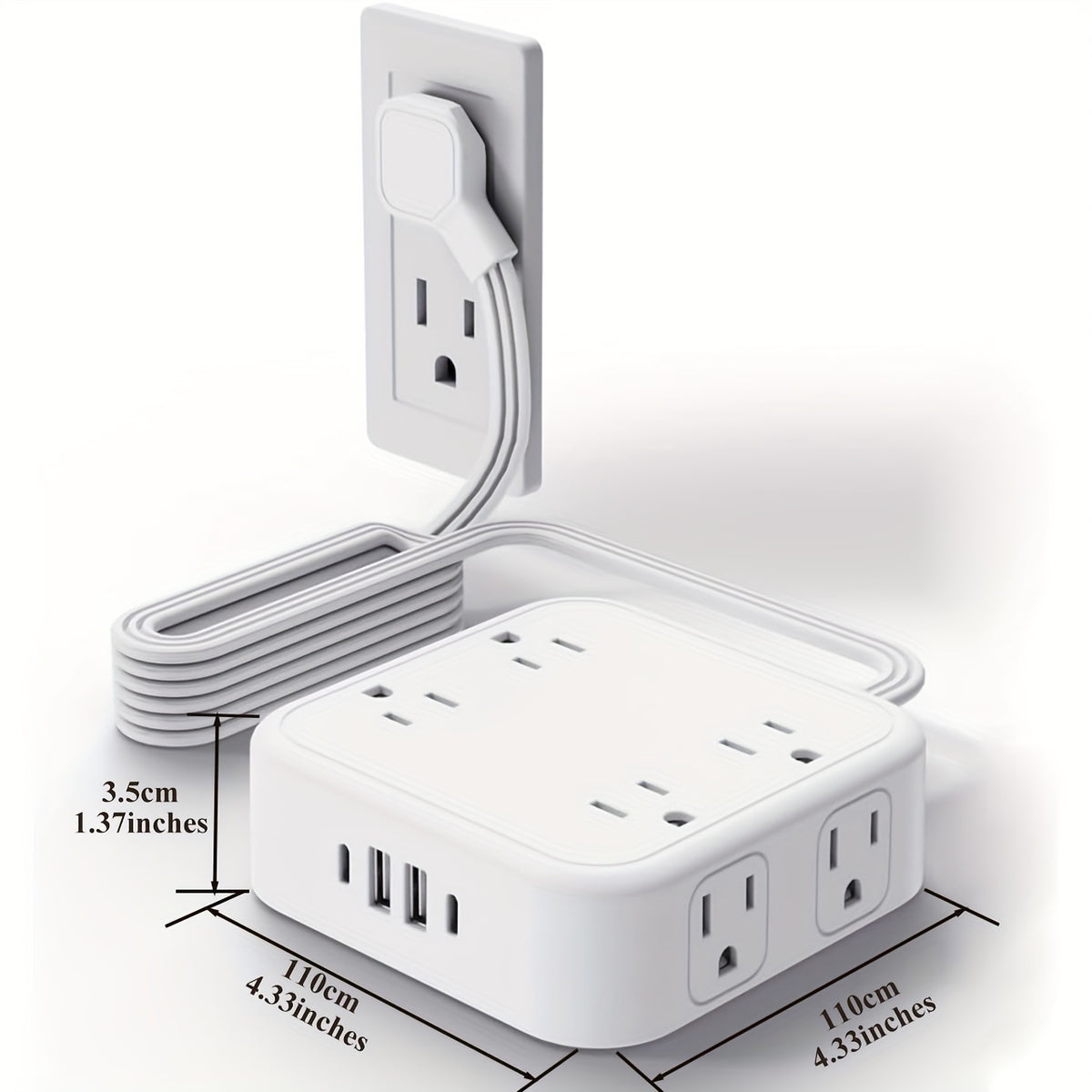 USB Charger Surge Protector 12 Outlet Extender with 4 USB Charging Ports (2 USB C Outlet) 3 Sided 1800J Power Strip Multi Plug Outlet Extender for Home Travel Office ETL Listed