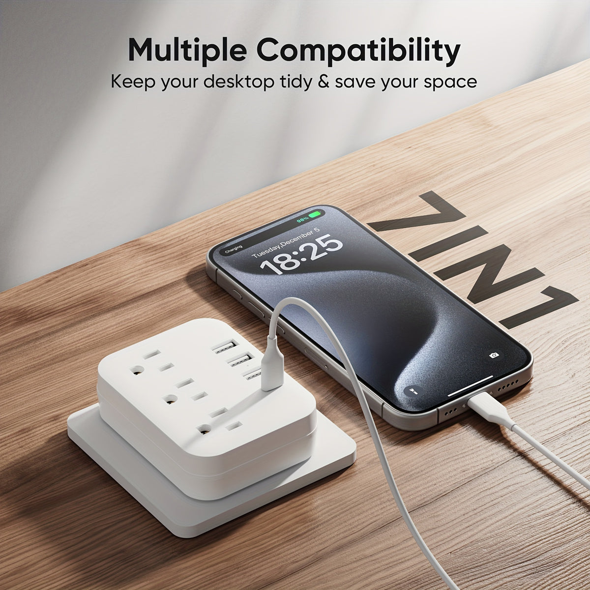 7-in-1 Multi Plug Outlet Extender With USB, Electrical Wall Outlet Splitter With 4 USB Ports (1 USB C) And 3 Outlet, Wall Charger Adapter Power Strips For Office, Bedside, Travel