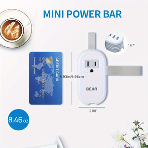 BEVA 4FT Travel Power Strip With USB C Ports, Non Surge Protector Small Power Strip With Flat Plug Travel Extension Cord, 2* Outlets 3* USB Ports(1* USB C), Travel Cruise Essentials(White 3.4A)