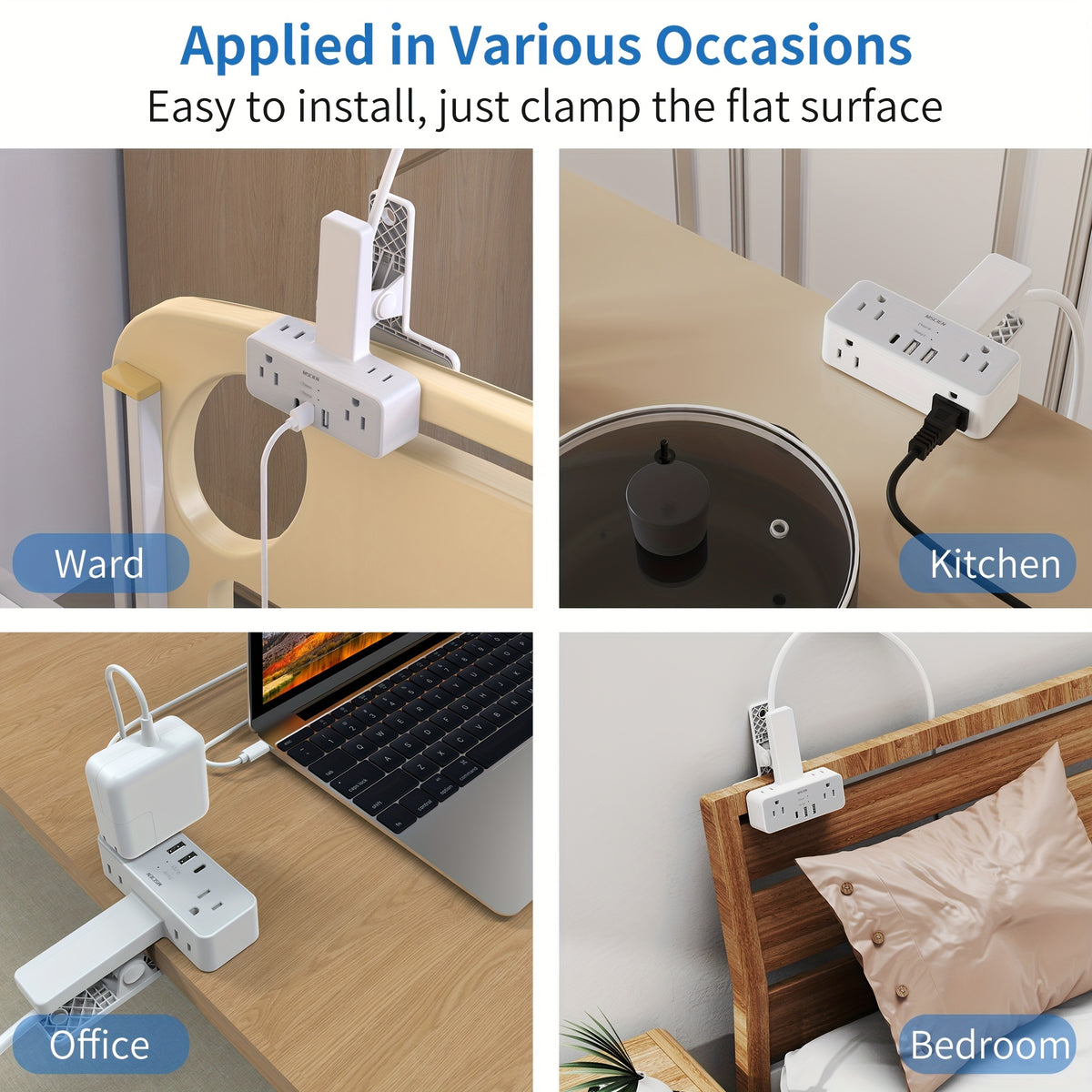 Power Strip With USB Ports And 6 Outlets, With Surge Protector, US Plug