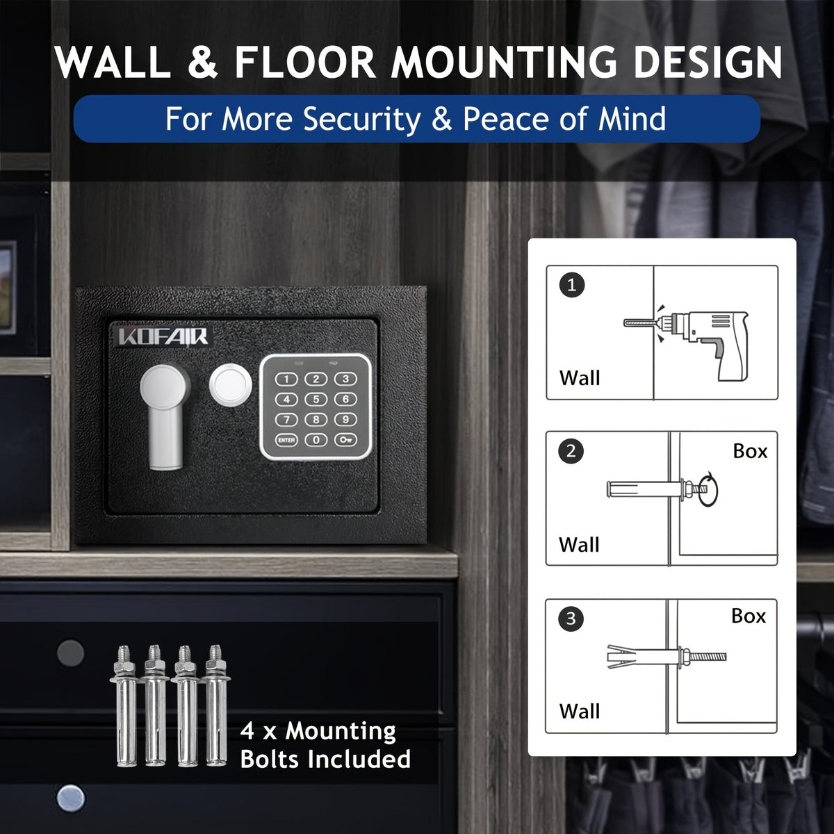 Small Safe Box For Home Safe (0.23 Cubic - Black) With Fireproof Bag, Personal Safe Box For Money Safe For Cash Saving, Mini Safe Box With Key, Digital Safety Box With Light, Money Lock Box