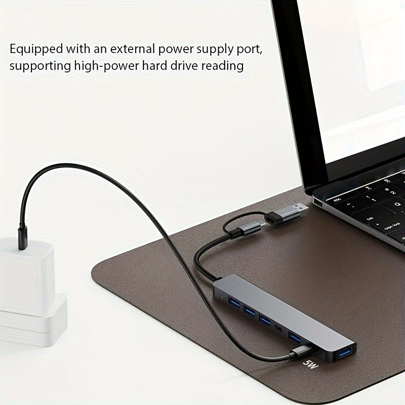 8-Port USB C Hub - Expand Your Laptop&#39;s Capabilities with USB 3.0, USB 2.0, Micro SD/TF Card Reader, Microphone/Audio, and More - Ideal for MacBook Pro, iMac, iPad Pro, and Other USB-C Devices