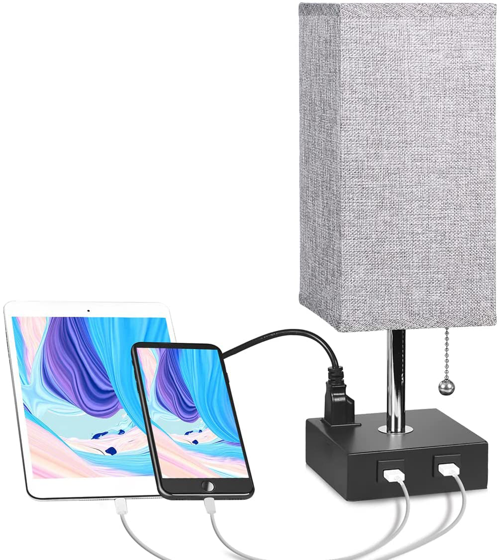 USB Bedside Table Lamp - Grey - Stereotech