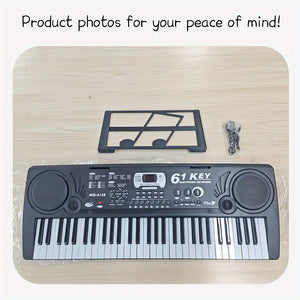 Micro poly 61-Key Multifunctional Electronic Keyboard – Portable Performance Synthesizer with Built-in Tones & Rhythms, Microphone for Sing-Along, Exciting Light Effects, Battery/USB Dual Power, Ideal for Beginners & Music