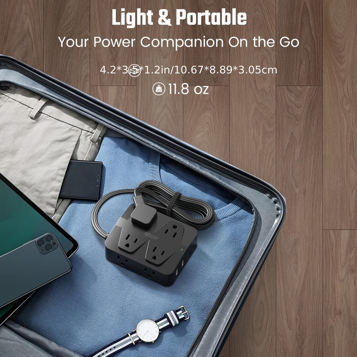 SUPERDANNY 35W Power Strip Surge Protector, 6ft Flat Plug Extension Cord (13A/1625W) With 8 *Wide Outlets &amp; 4* USB Ports(2 USB-C), Wall Mountable, 1050J Desk Charging Station For Home Office Dorm