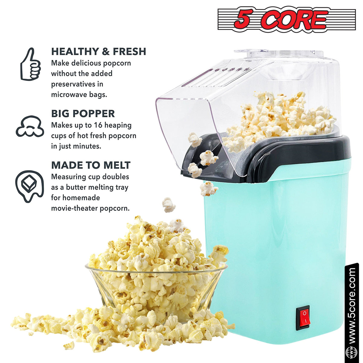 5Core Hot Air Popcorn Machine - Stereotech