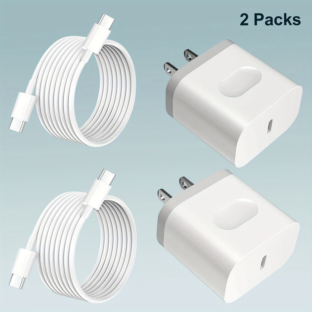 2-Pack Super Fast iPhone Charger - High-Speed USB C Wall Charger with 4ft Long Durable Cable - Compatible with iPhone, Fast Charging and Data Transfer - Compact and Portable Design