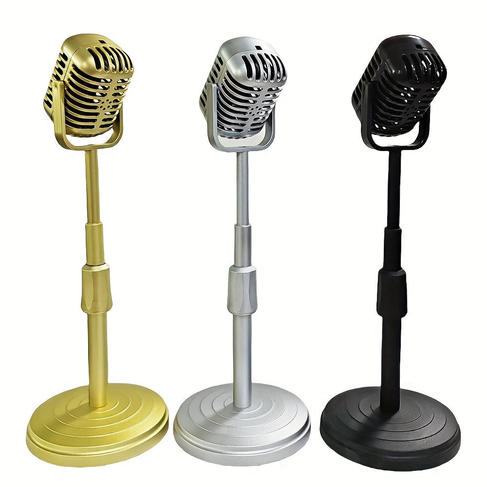 1pc, Simulation Retro Microphone Prop, Height Adjustable Classic Vintage Microphone Prop For Home Bar Office Ornaments Decoration, Holiday Party Gifts