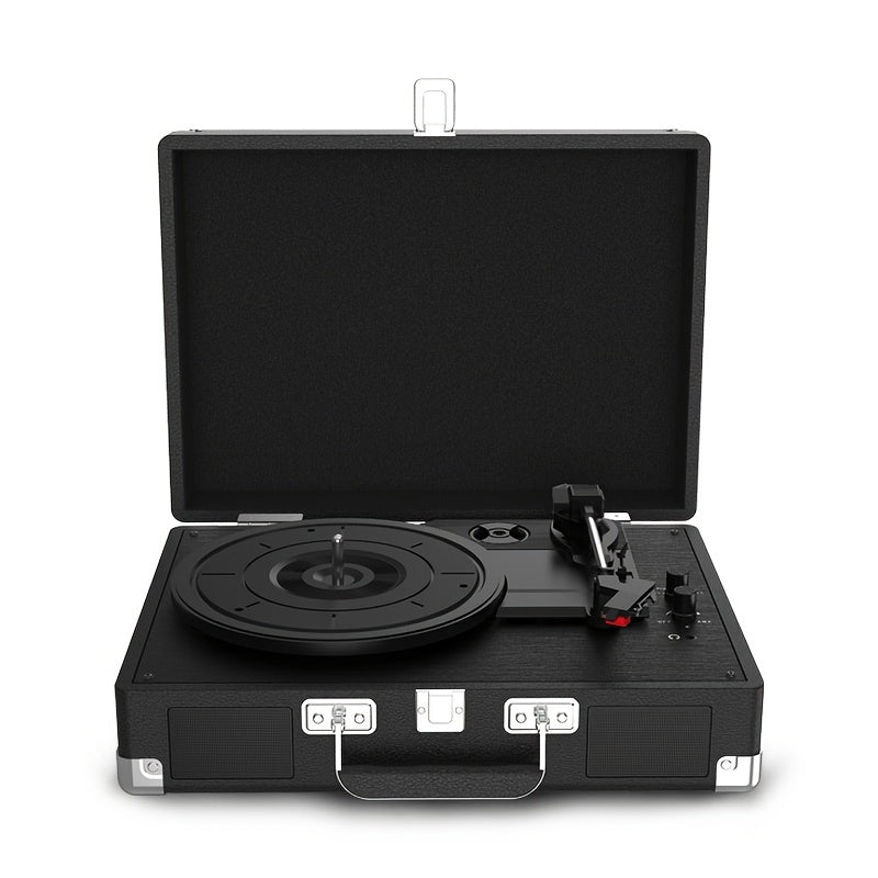 CA-Portable Vinyl Record Player C210, With 2 Stereo Speakers(3W Each), Wireless 3-Speed 33/45/78RPM, Support Headphone Jack/USB/AUX-IN/RCA-Out