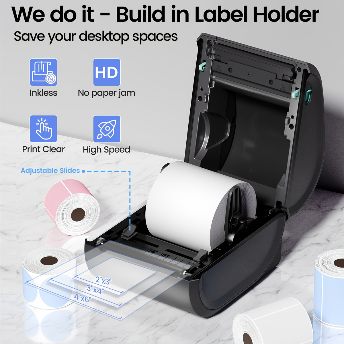Itari Shipping Label Printer - Wireless Thermal Label Printer For Shipping Packages &amp; Small Business - 4X6 Thermal Shipping Label Printer Compatible With IPad IPhone And Android