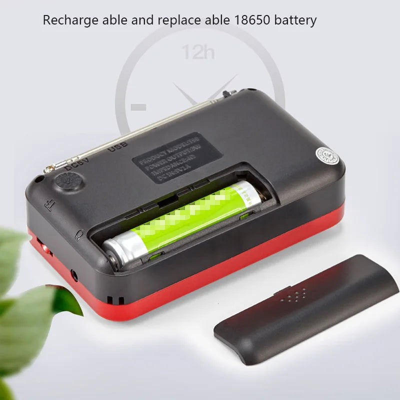 Portable Bluetooth FM Radio Receiver Speaker USB TF Card Player 3.5Mm Earphone Out Support 18650 Rechargeable Battery