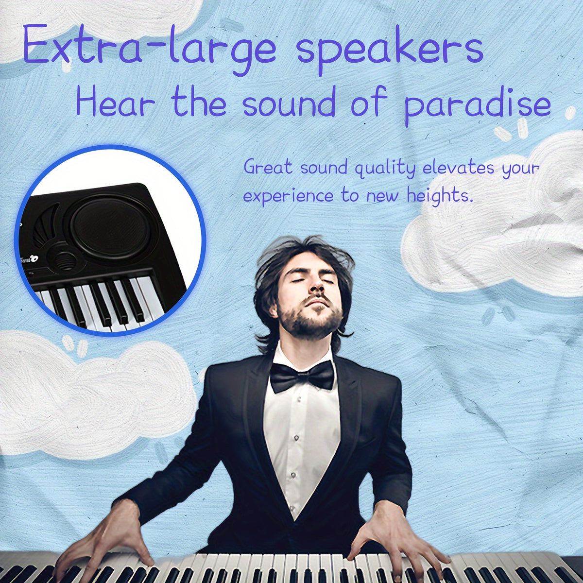 Micro poly 61-Key Multifunctional Electronic Keyboard – Portable Performance Synthesizer with Built-in Tones &amp; Rhythms, Microphone for Sing-Along, Exciting Light Effects, Battery/USB Dual Power, Ideal for Beginners &amp; Music