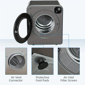 Electric Portable Dryer Compact Laundry Dryer Machine 1300W 13.2lbs Capacity Stainless Steel Tub 3.22 Cu. Ft. Tumble Dryer With 7 Drying Modes For Apartment Dorm (Grey)