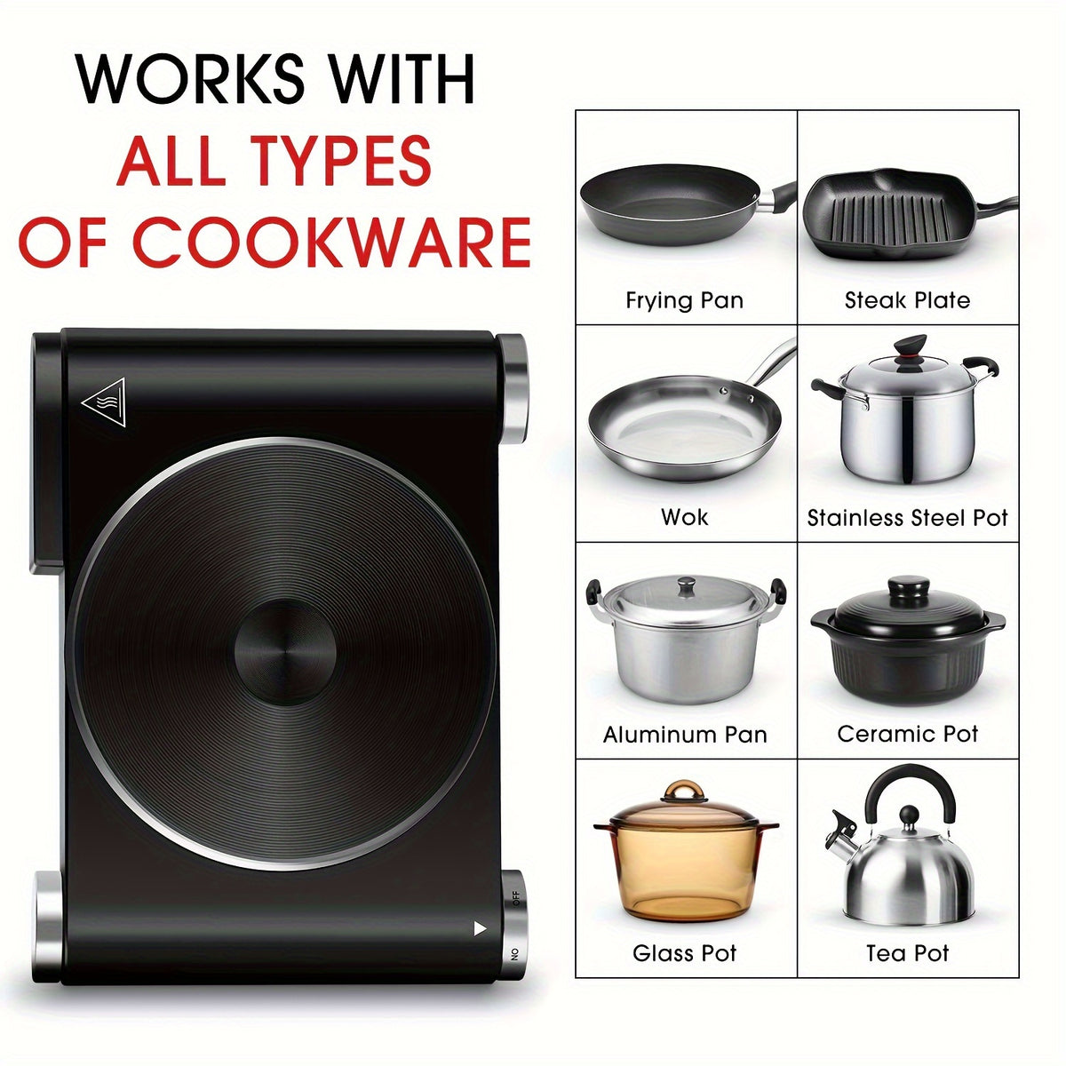 Cusimax Electric Hot Plate For Cooking, 1500W Stainless Steel Single Burner With Temperature Control, Heat Up In Seconds, Great For RV/Home/Camping