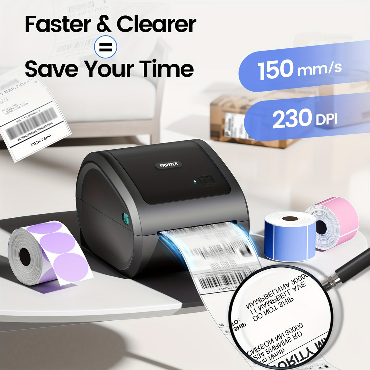 Itari Shipping Label Printer - Wireless Thermal Label Printer For Shipping Packages &amp; Small Business - 4X6 Thermal Shipping Label Printer Compatible With IPad IPhone And Android