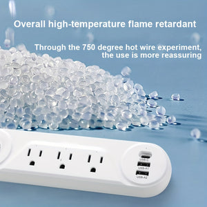US Plug, Flat Power Socket, 3 Plugs/2 USB Interfaces/1 Type-C, Compatible With Full Range, Power: 1250W