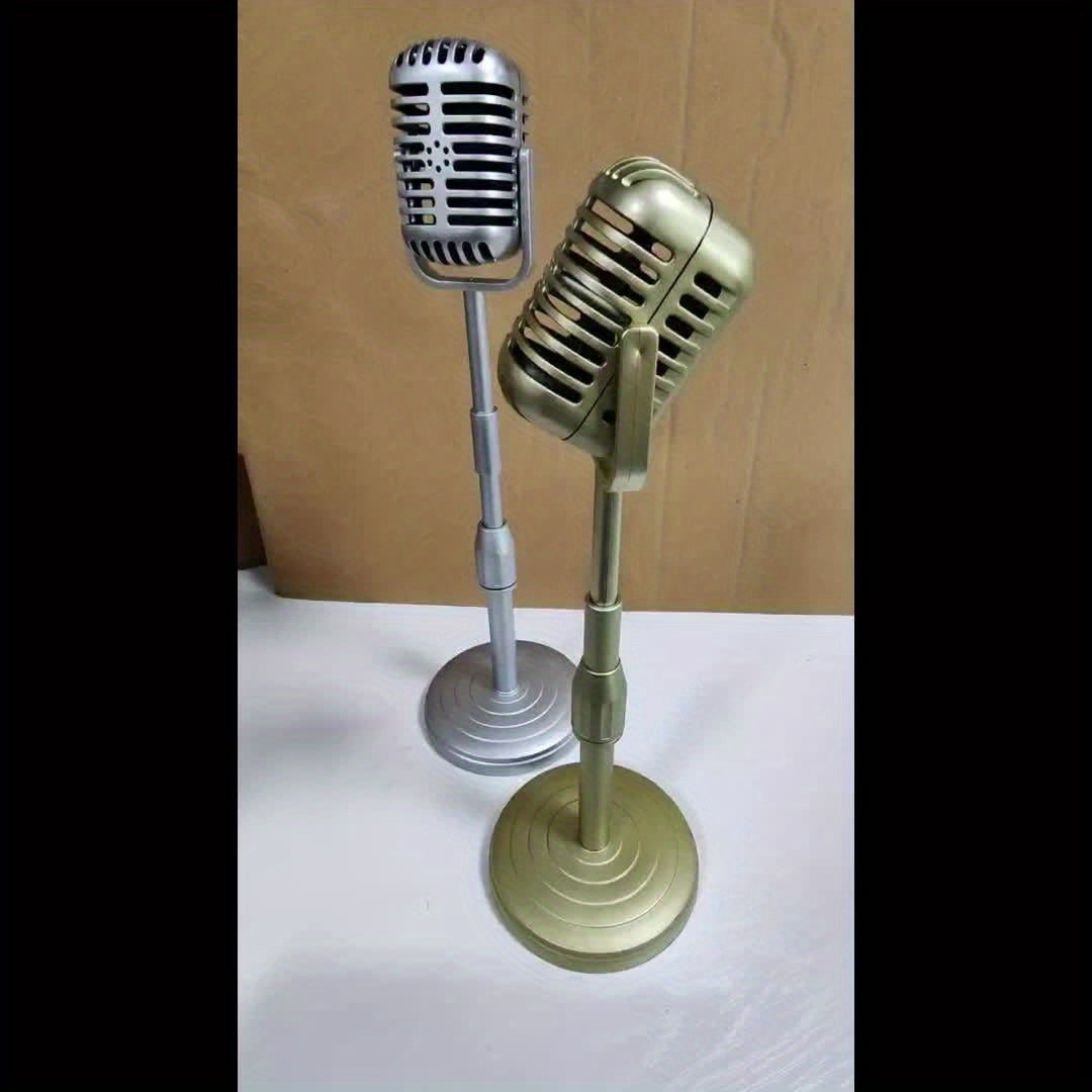1pc, Simulation Retro Microphone Prop, Height Adjustable Classic Vintage Microphone Prop For Home Bar Office Ornaments Decoration, Holiday Party Gifts