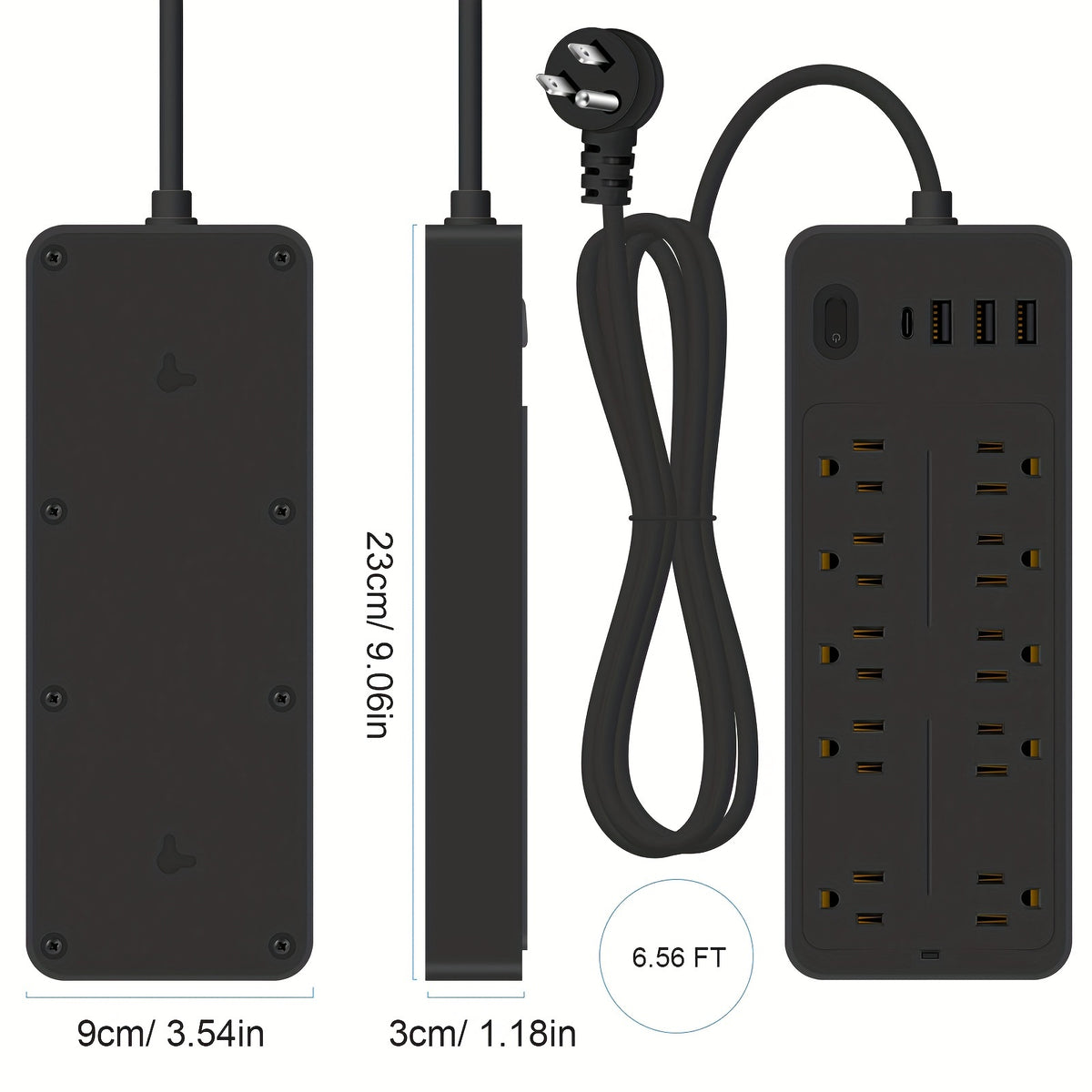 Surge Protector Power Strip with USB Ports, Multi-Outlet Desktop Charging Station, Flat Plug, Wall Mountable, Night Light Socket - Ideal for Home &amp; Office Use
