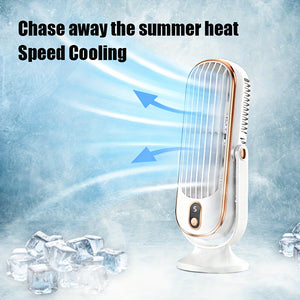 1pc USB Rechargeable Desktop Tower Fan with 5-Speed Adjustable Control, 1200mAh Lithium Battery, 720° Oscillating, Strong Wind Cooling Fan for Home, Office, and Travel
