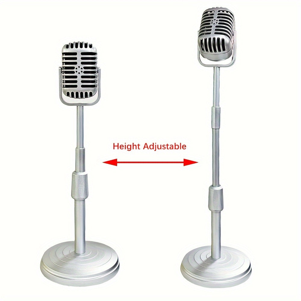 1pc, Simulation Retro Microphone Prop, Height Adjustable Classic Vintage Microphone Prop For Home Bar Office Ornaments Decoration, Holiday Party Gifts