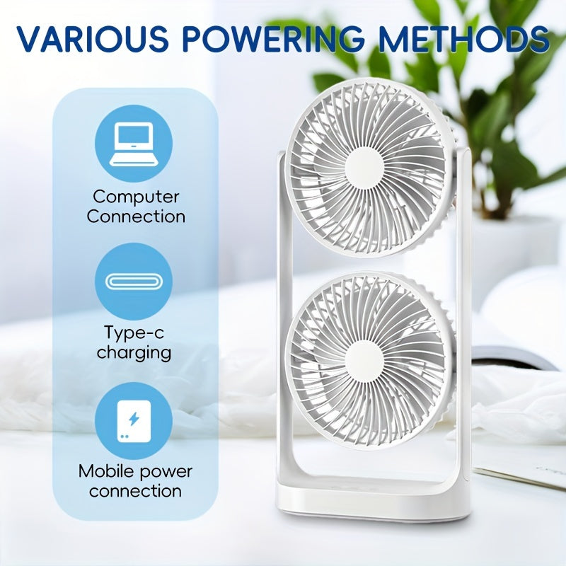Quiet 8-Inch Portable Tower Fan with Oscillation - USB Rechargeable, 3-Speed Personal Cooling Desk Fan for Home, Office, and Travel