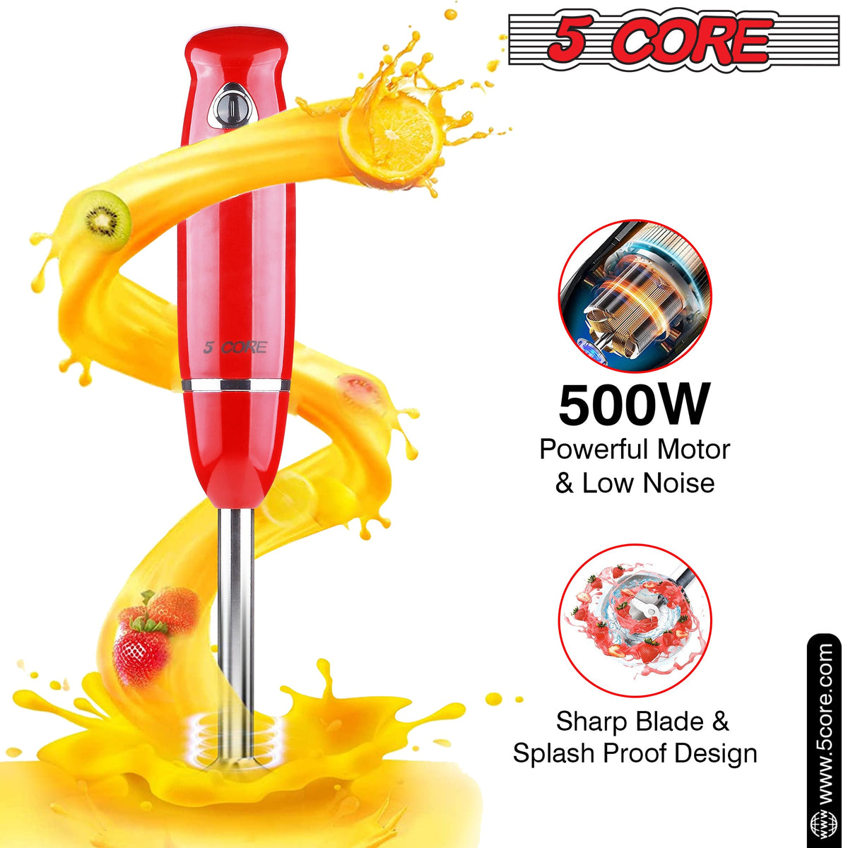 500W Electric 5Core Immersion Hand Blender - Stereotech