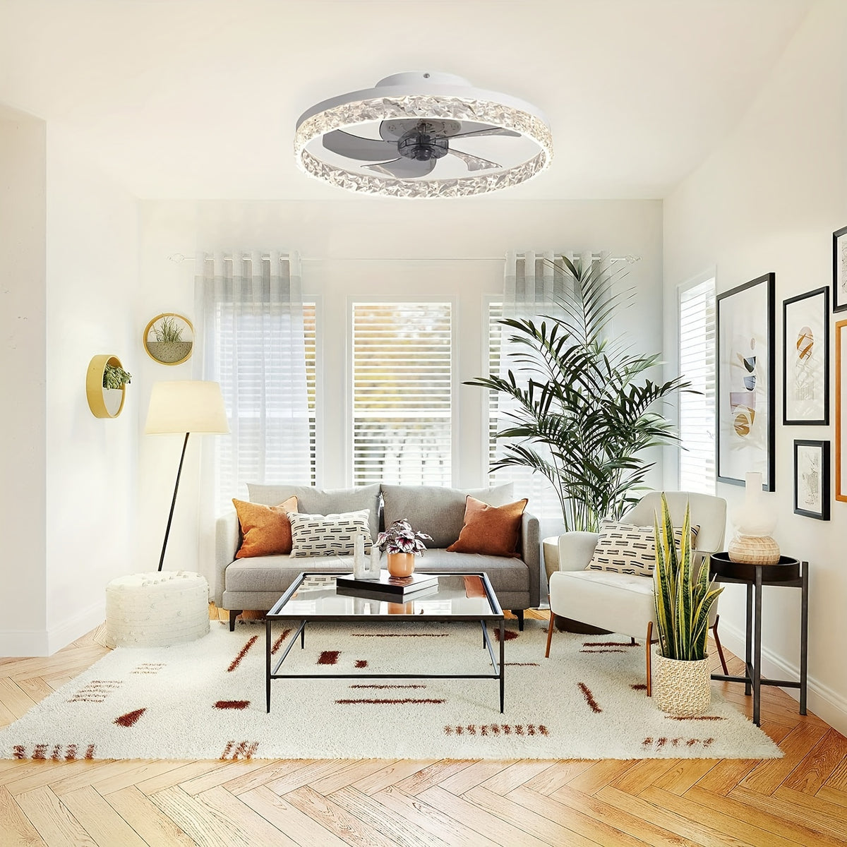 Modern LED Ceiling Fan With Remote Control - 3 Color Lighting, Dimmable &amp; Energy-Efficient, Perfect For Living Room, Office, Cafe, Bedroom, Kitchen