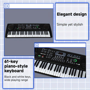 Micro poly 61-Key Multifunctional Electronic Keyboard – Portable Performance Synthesizer with Built-in Tones & Rhythms, Microphone for Sing-Along, Exciting Light Effects, Battery/USB Dual Power, Ideal for Beginners & Music