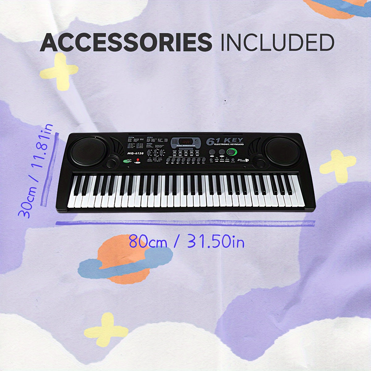 Micro poly 61-Key Multifunctional Electronic Keyboard – Portable Performance Synthesizer with Built-in Tones &amp; Rhythms, Microphone for Sing-Along, Exciting Light Effects, Battery/USB Dual Power, Ideal for Beginners &amp; Music