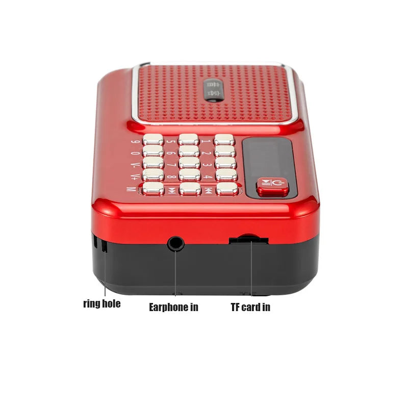 Portable Bluetooth FM Radio Receiver Speaker USB TF Card Player 3.5Mm Earphone Out Support 18650 Rechargeable Battery