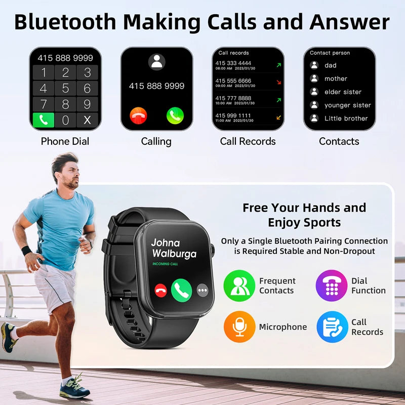 Karchilor 2024 Men&#39;S Smartwatch Bluetooth Call Women&#39;S 1.85 High-Definition Screen Sports Watch Suitable For Android Ios