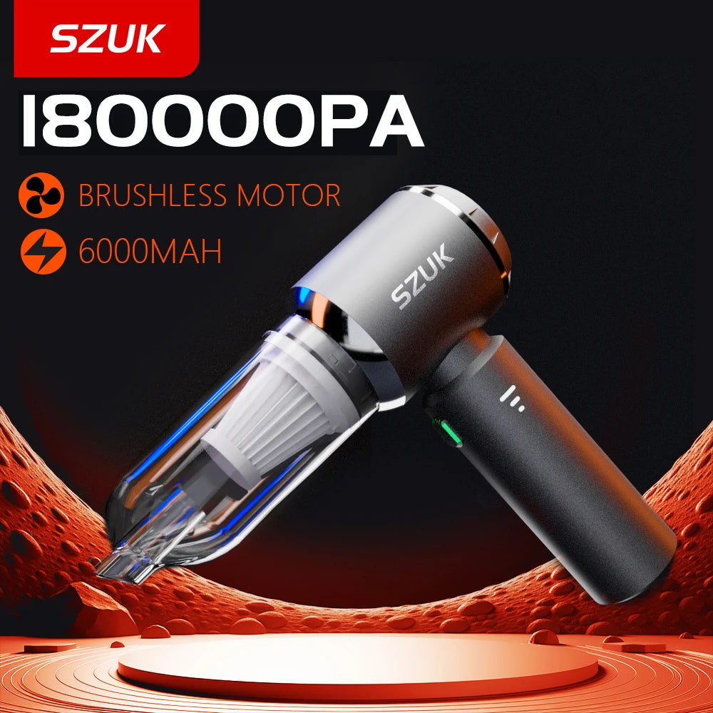 SZUK Mini Car Vacuum Cleaner Portable Powerful Cleaning Machine Strong Suction Handheld for Car Wireless Cleaner Home Appliance - Stereotech