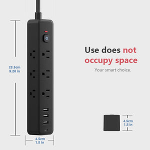 13-in-1 US Power Strip, Power Strip Surge Protector 9 AC Outlets 3 USB 1 Type-C, Desktop Charging Station With Overload Protecti
