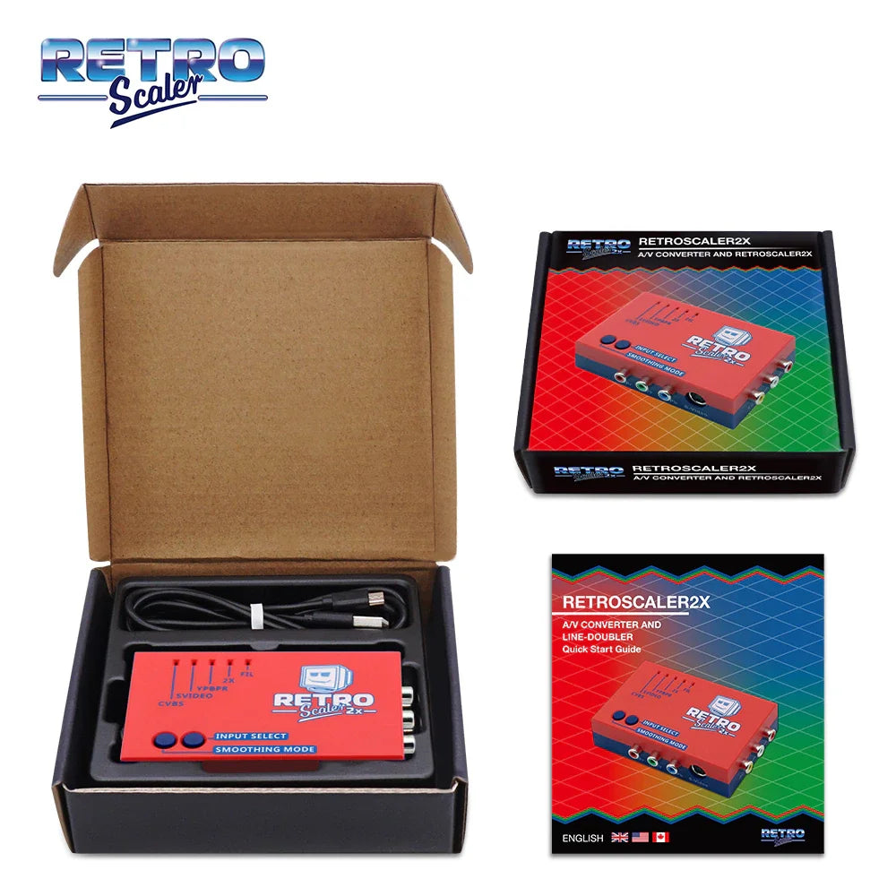 RetroScaler2x AV to HDMI-compatible Converter and Line-doubler For Retro Game Consoles PS2 N64 NES Dreamcast Saturn MD1 MD2