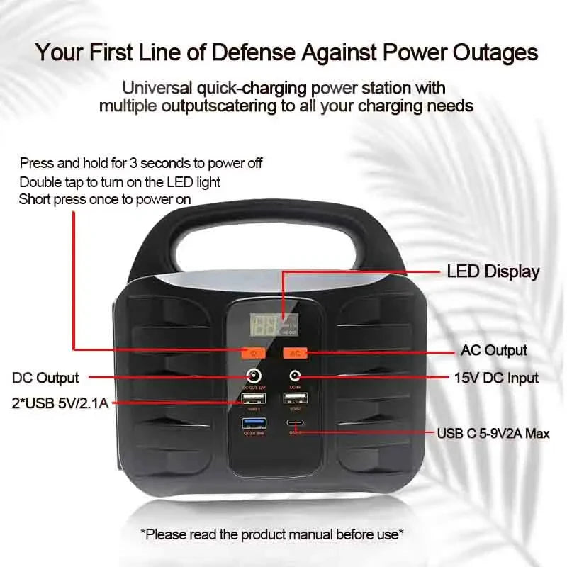 110V/220V Generator Battery Charger Portable Emergency Pwer Station Outdoor Camping Power Bank Power Supply Inverter