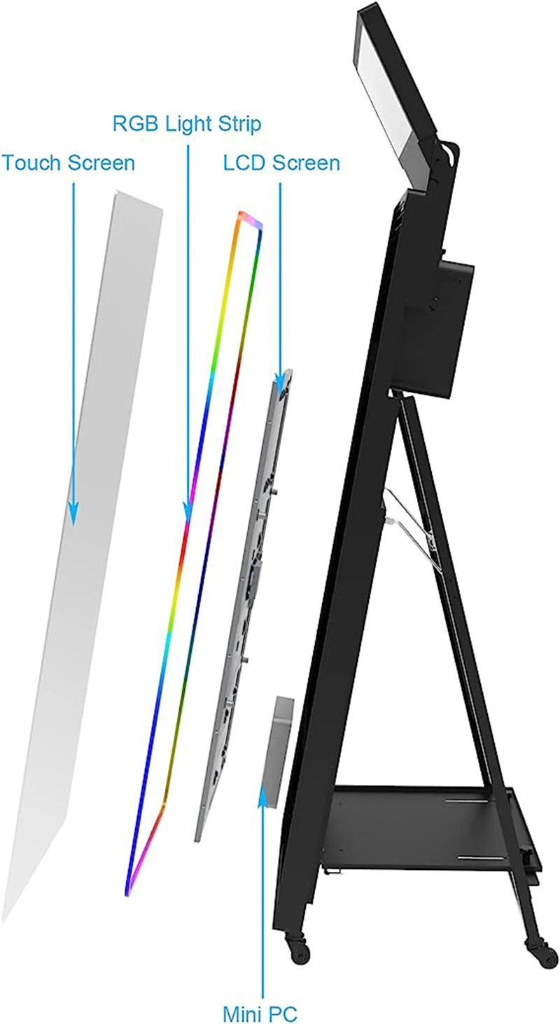 Touch Screen DSLR Photo booth Portable 45&#39;&#39; 65 inch Mirror magic Photo Booth Machine For Wedding Party Activity Free Fill Light