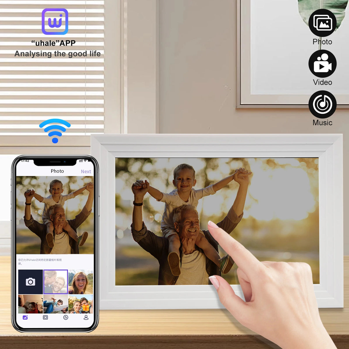 Cheapest 10.1 Inch Smart WiFi Digital Photo Frame 1280x800 IPS LCD Touch Screen Built in 32GB Memory Good Gift