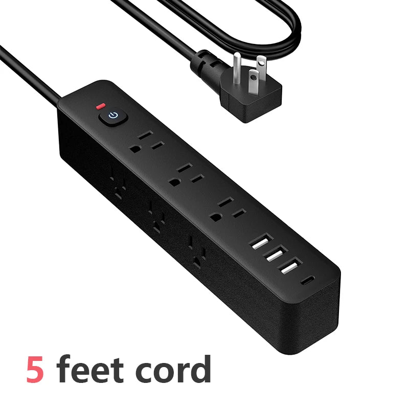 13-in-1 US Power Strip, Power Strip Surge Protector 9 AC Outlets 3 USB 1 Type-C, Desktop Charging Station With Overload Protecti