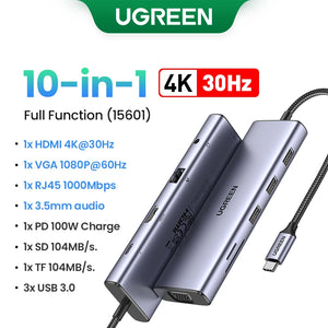 UGREEN Dual HDMI USB HUB 8K HDMI Adapter 10 in 1 Splitter with RJ45 USB 3.0 PD 100W Dock for MacBook Pro Air M2 M1 USB C HUB