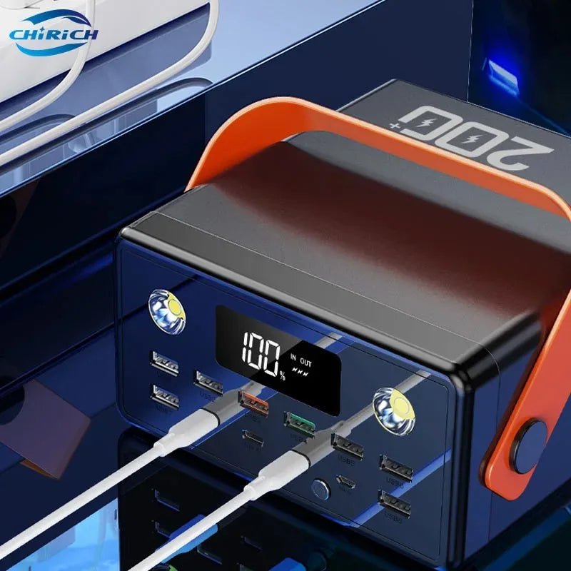 200000mAh Power Bank Supply Station Portable External Battery USB Type C Ports 22.5W Fast Charger Powerbank For iPhone