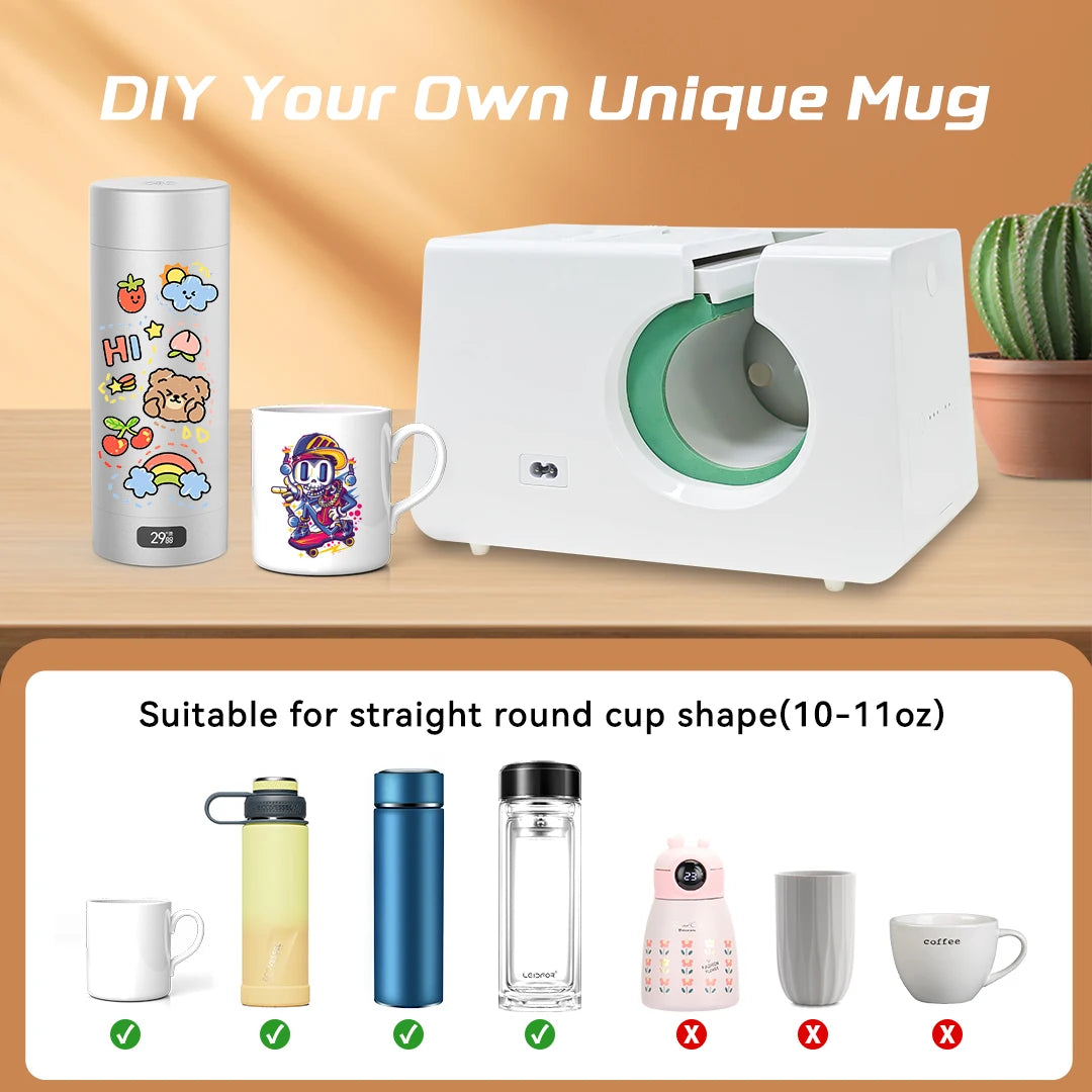 Automatic Mug Heat Press Machine DIY 10-11OZ Sublimation Mug Projects Pressure Tumbler Heat Press For DIY Presents Gifts White - Stereotech