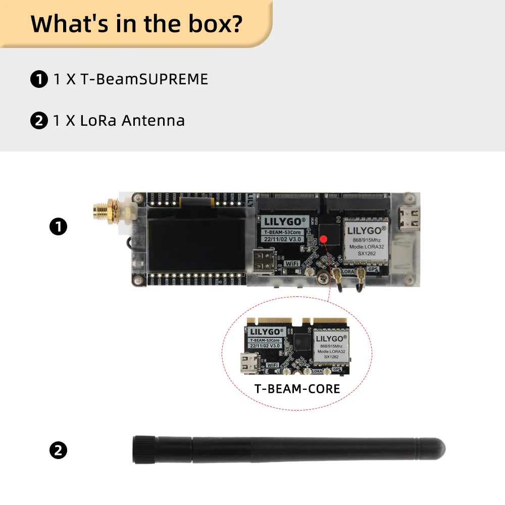 LILYGO® Meshtastic T-Beam SUPREME ESP32-S3 Development Board SX1262 LoRa Module 433/868/915MHz GPS WiFi Bluetooth 1.3 inch OLED