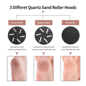 Electric Foot Callous Remover 3 Grinding Heads Waterproof Portable File Dead Hard Cracked Dry Skin Pedicure Tools Rechargeable